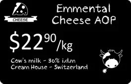 Κάρτα τιμής Emmental Cheese AOP